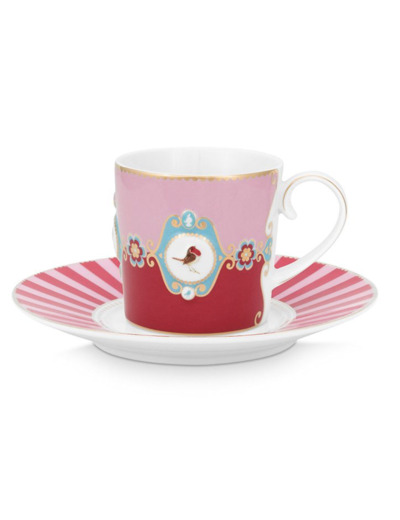 Tasse à thé Médaillon rouge rose Pipstudio