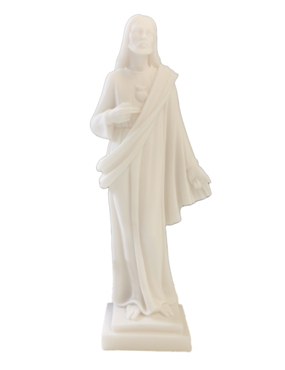 Sacré-Coeur - Statue en albâtre 25cm -Blanc