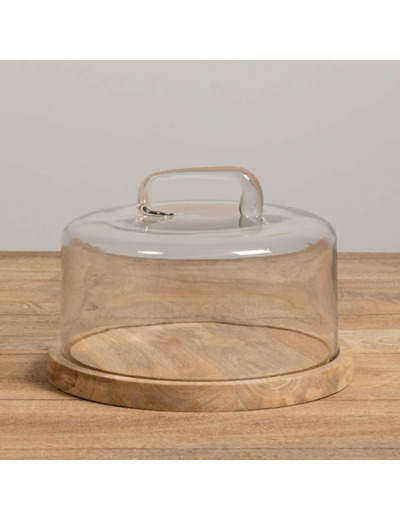 Plateau rond et cloche Artisan 17x26cm