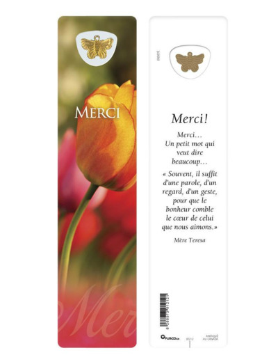 Signet plastifié avec médaille sous sachet- MERCI
