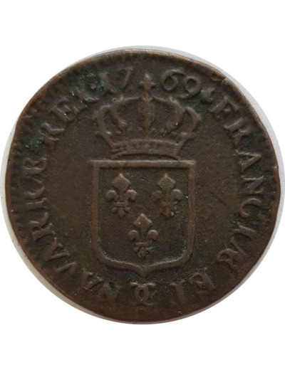 LOUIS XV (1715-1774) SOL A LA VIELLE TETE 1769 CC (BESANCON) TB+