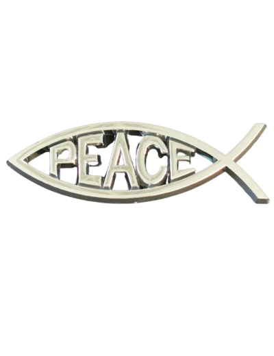 Autocollant Ichtus PEACE Argenté 14x4.5xEp1.6cm