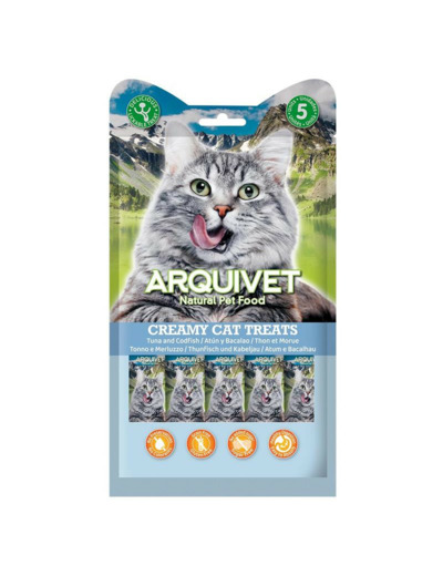 Friandises crémeuses pour chat, Thon & Morue - 5*14g