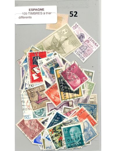 105 TIMBRES ESPAGNE DIFFERENTS A TRIER  *52