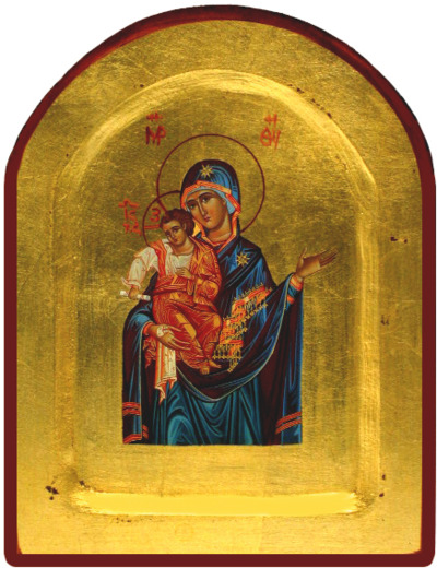 Icône dorée incurvée arrondie 18*23cm - MARIE PORTE du CIEL