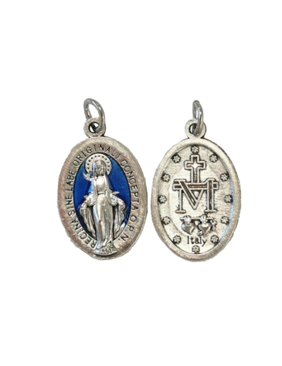 Médaille V.Miraculeuse ovale OX  22mm fond Bleu