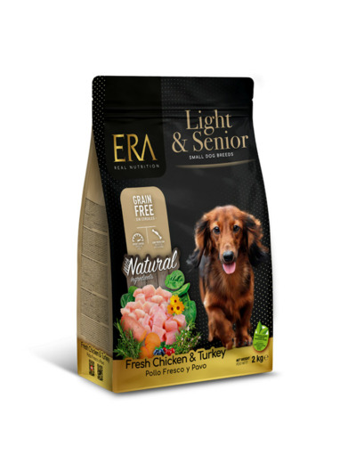 ERA Grain-Free, Poulet & Dinde pour Chien Senior & Light de petite race - 2KG