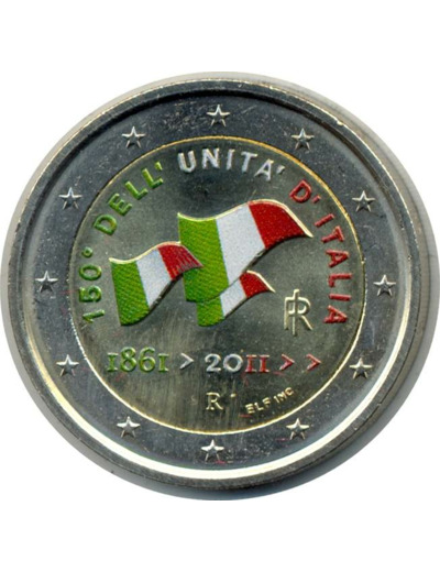 ITALIE 2011 2 EURO COLORISEE 150 ANS DE LA REUNIFICATION SUP