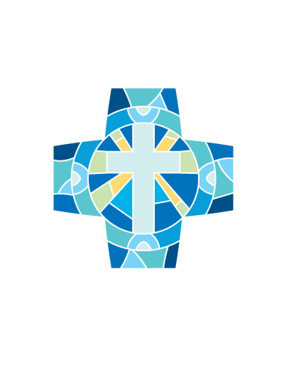 Croix Résurrection bleue 9x9cm