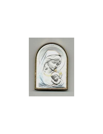 Plaque argent à poser 6x4cm ogive- Vierge+enfant