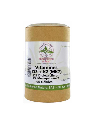 Vitamine D3 2000UI + K2 (MK7) 90 gélules