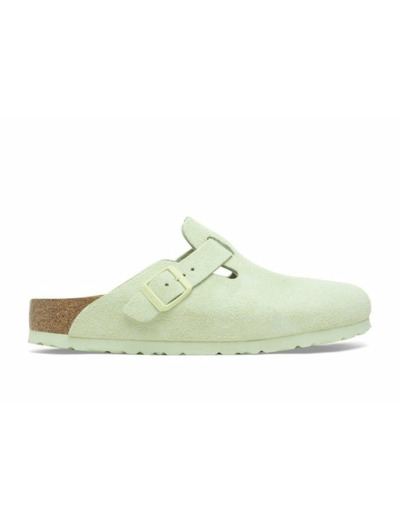 Birkenstock Boston Soft Footbed Suede Faded Lime