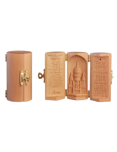Triptyque en bois massif (Hêtre) - Ht 8cm - BASILIQUE SACRÉ COEUR