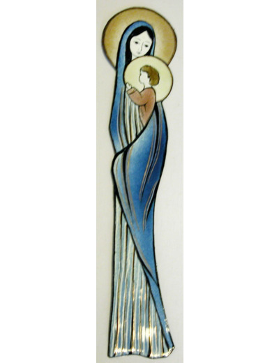 Vierge du dialogue bleu  22cm - EMAUX DU LIBAN
