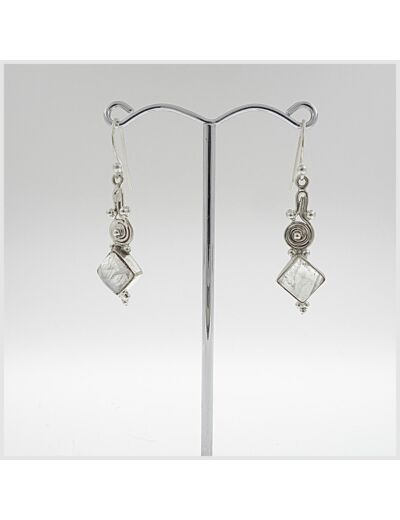 Boucles d'oreilles Pierre de lune et Argent Massif