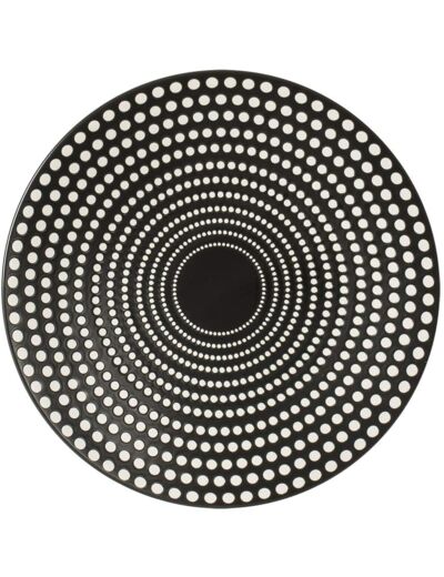 Assiette de présentation - Plat tarte -  Galaxy  pois - noir et blanc - 31 cm
