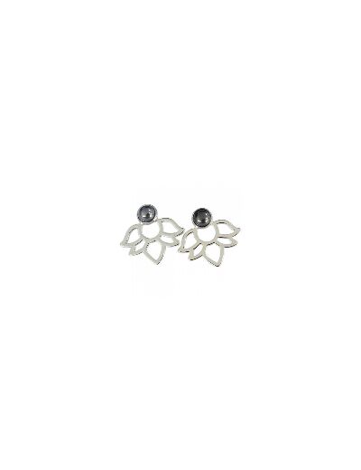 Boucles d’oreilles Perles et lotus Hématite