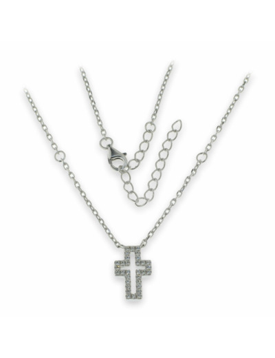 Collier en Argent 925 avec croix ajourée Zirconiums
