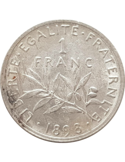 FRANCE 1 FRANC SEMEUSE 1898 SUP-