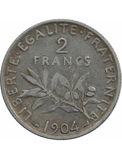 FRANCE 2 FRANCS SEMEUSE 1904 TB+