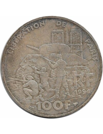 FRANCE 100 FRANCS LIBERATION DE PARIS 1994 TTB+