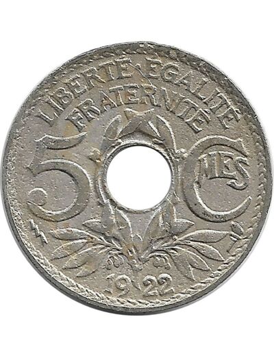 FRANCE 5 CENTIMES LINDAUER 1922 POISSY TB+