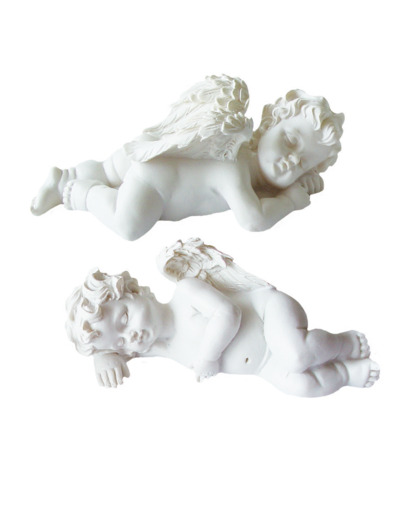 Statue en Résine 5x12cm - LOT DE 2 ANGES ENDORMIS