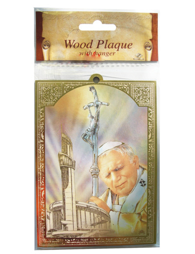 Plaquette Dorée 10x14cm - JEAN PAUL 2 CROSSE
