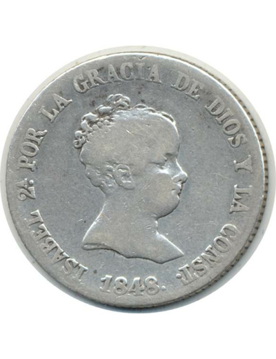 ESPAGNE 4 REALES 1848 CL ISABEL II TB+ (W519.2)