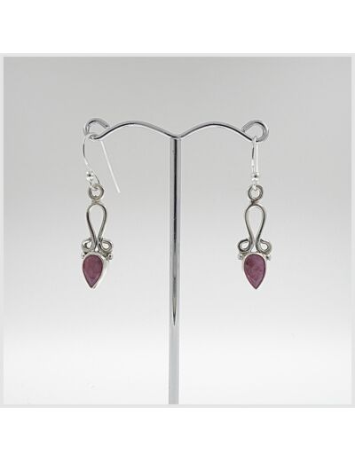 Boucles d'oreilles Rubis et Argent Massif