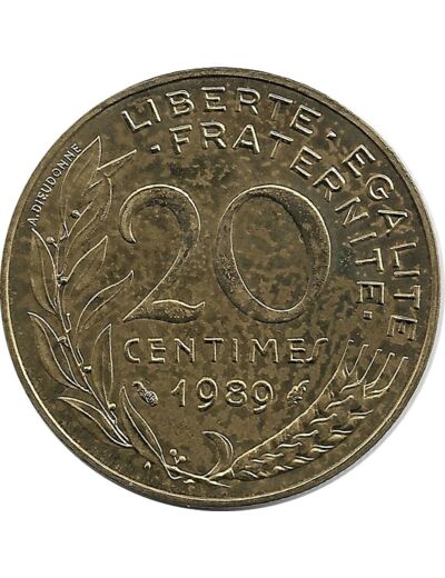 FRANCE 20 CENTIMES LAGRIFFOUL 1989 SUP+