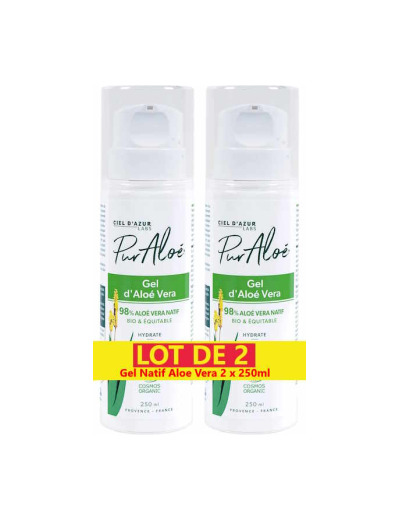 Lot de 2 Gel natif Aloe Vera tube airless 2 x 250ml