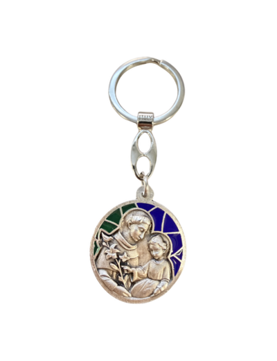 Porte clé en métal avec relief 30mm - Bicolore - Saint Antoine