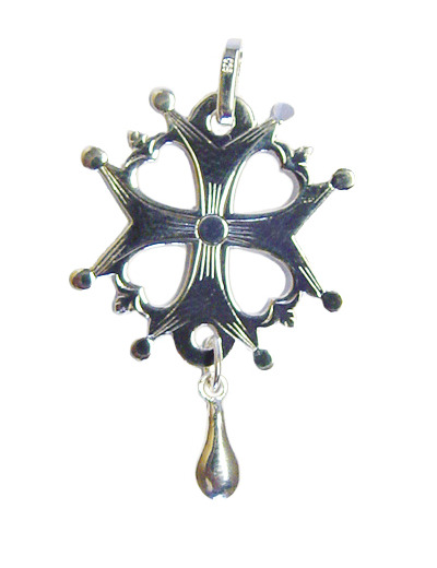 Croix Huguenote en Argent 925 23mm Larme