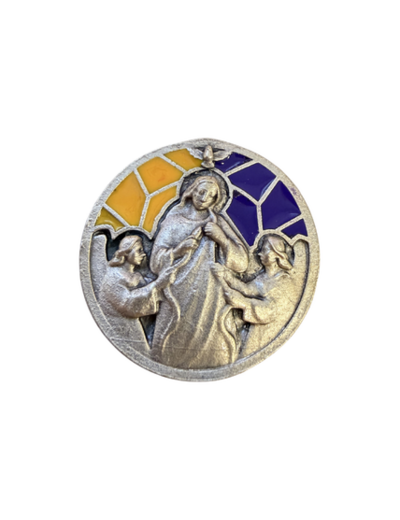 Magnet en métal relief 30mm - Bicolore - Marie Qui Défait Les Noeuds