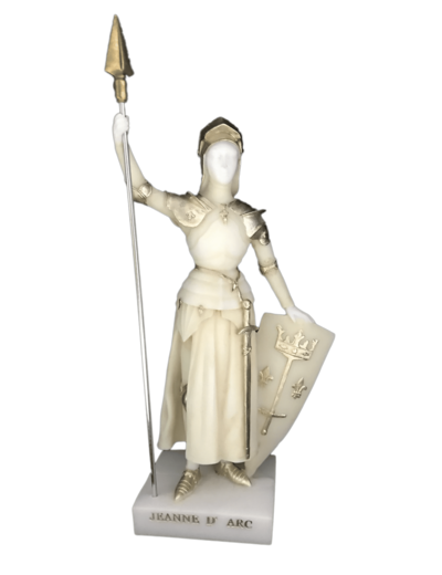 Jeanne d'Arc - Statue en albâtre 20cm -Beige et Or