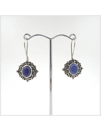 Boucles d'oreilles Lapis Lazuli et Argent Massif