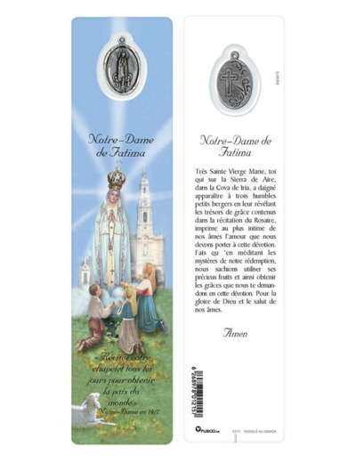 Signet plastifié avec médaille VIERGE DE FATIMA-100e anniversaire app