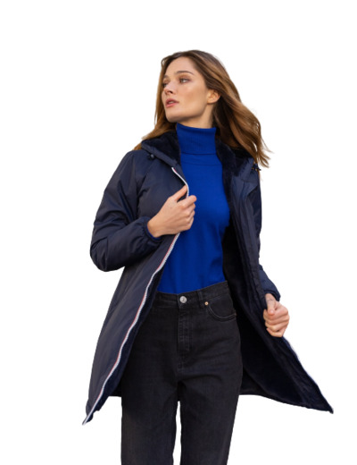 Imperméable Long Fourré LAURA JO Marine