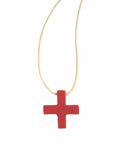 Croix pendentif teintée rouge 25mm