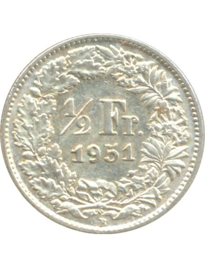 SUISSE 1/2 FRANC 1951 B SUP