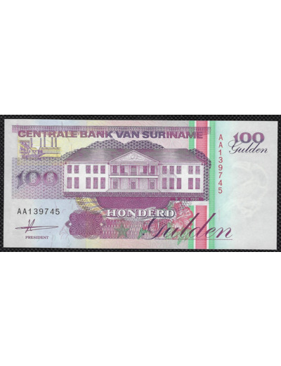 SURINAME 100 GULDEN 9 JUILLET 1991 Série AA NEUF (W139a)