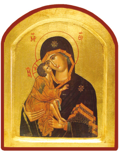 Icône dorée incurvée arrondie 14*18cm - VIERGE DE VLADIMIR