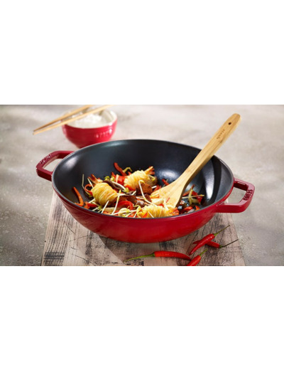 WOK EN FONTE 30 CM ROUGE