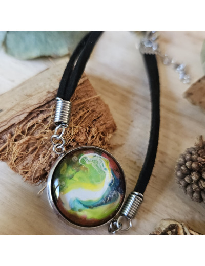 Bracelet en cordon avec pendentif et base ronde (20 mm) en acier inoxydable