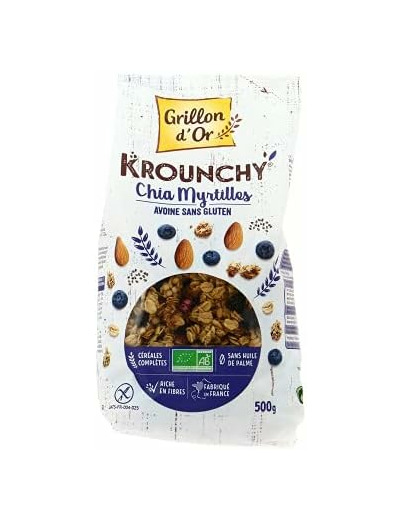 Krounchy chia myrtille 500g Grillon d Or