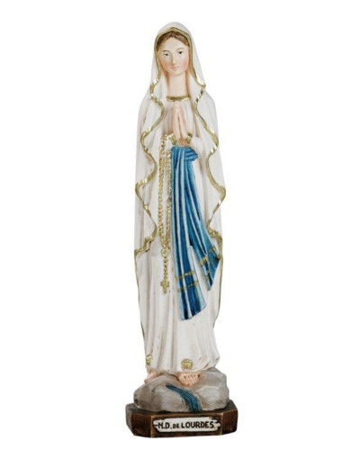 Vierge de Lourdes 15 cm résine polychrome peinte main