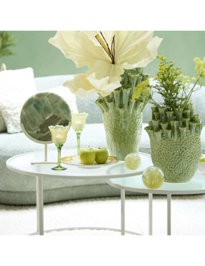 Sulfure verre Coral jaune 10x10x10cm