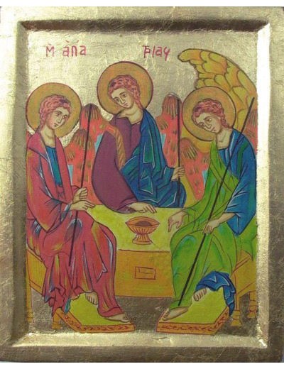 Icône dorée 12x15cm Peinte à la main- TRINITE de ROUBLEV + boite