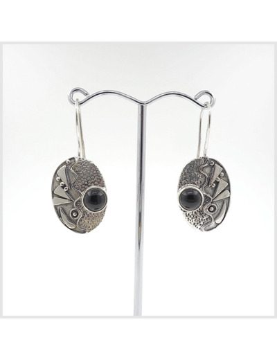 Boucles Onyx en argent massif